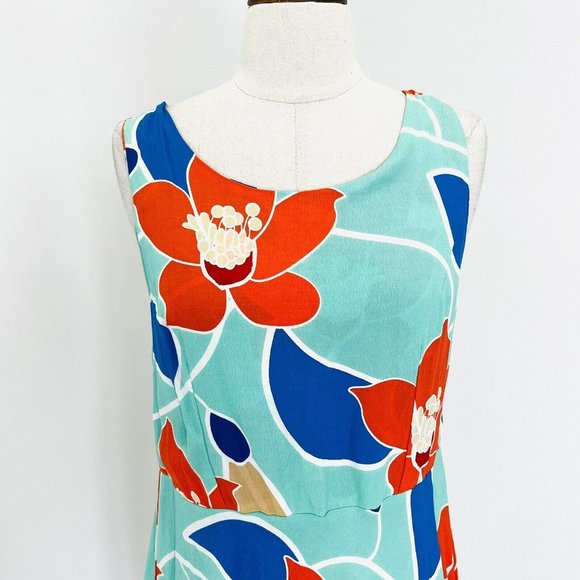 Mister Zimi Womens Bermuda Vintage Midi Dress Green Floral Size 14 - Picture 2 of 8